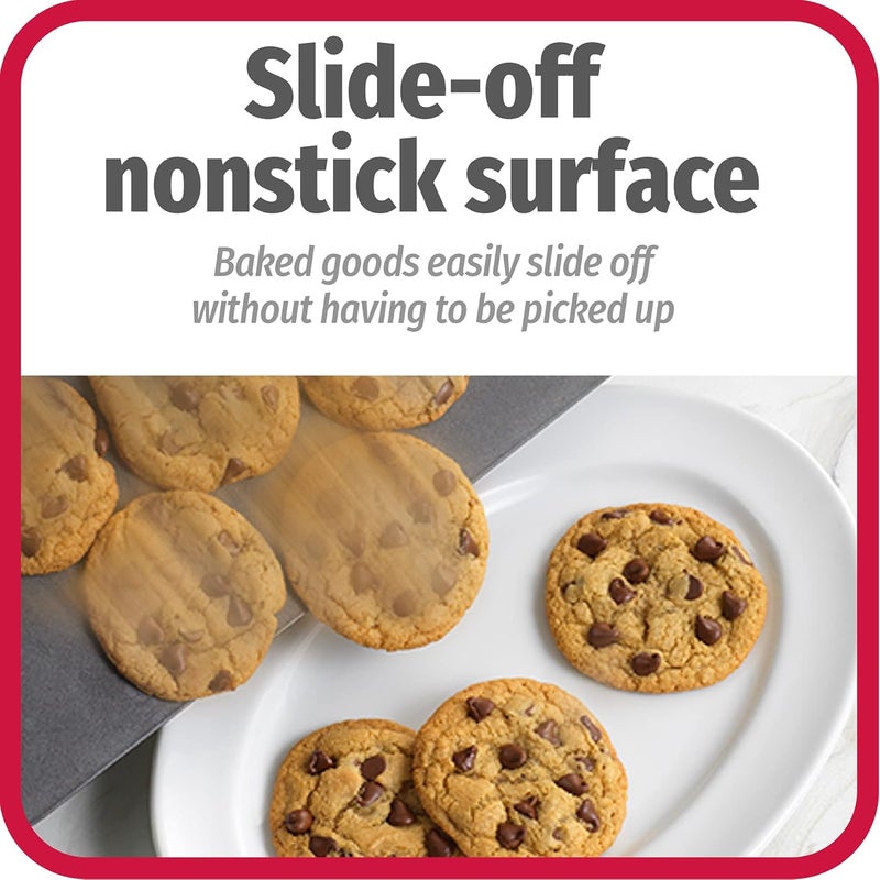 GoodCook AirPerfect 16" x 14" Nonstick Steel Insulated Cookie Sheets, No-Burn Baking Sheets with Large Handles, Set of 2, Gray - Image 5